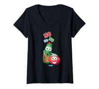 Womens VeggieTales Ho Ho Ho Larry The Cucumber & Bob The Tomato V-Neck T-Shirt