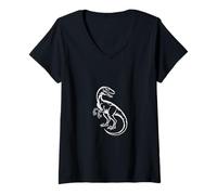 Women's Velociraptor Dinosaur Silhouette Art V-Neck T-Shirt