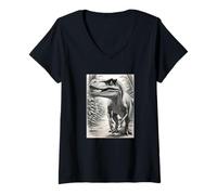 Womens Velociraptor Dinosaur V-Neck T-Shirt