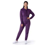 womens Velour Tracksuit 2 Piece Zip Up Hoodie and Jogger, Purple, Large