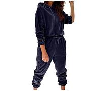 Women's Velour Tracksuit Hoodie and Matching Pants 2 Piece Outfits Velvet Jogging Workout Sets Ladies Hooded Sweatshirt Elastic Waish Pants Set Plain Sport Activewear Fashion Casual Suit Loungewear