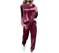 Womens Velour Tracksuits Set 2 Piece Sweatsuit Outfits Women's Long Sleeve Round Neck Velvet Tops and Jogging Pants Casual Comfy Loungewear with Pockets Autumn Winter Wear