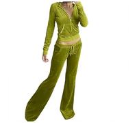 Womens Velour Tracksuits Set Sweatsuit Long Sleeve Zip Up Hoodie Top and Jogging Pants 2 Piece Sports Outfits Casual Loungewear Ladies Velvet Jogger Suit Sportswear for Ladies (Light Green, S)