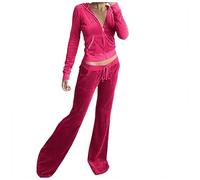 Womens Velour Tracksuits Set Sweatsuit Long Sleeve Zip Up Hoodie Top and Jogging Pants 2 Piece Sports Outfits Casual Loungewear Ladies Velvet Jogger Suit Sportswear for Ladies UK Tracksuit Set (XS)