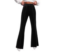 Womens Velour Trousers Wide Leg Jogger Sweatpants Cosy Jogging Leisure Flared Trousers Casual Elastic Waisted Tracksuit Bottoms for Autumn Winter Black