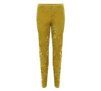 Womens Velour Velvet Crushed Leggings Ladies Elasticated Waist Full Length Stretch Trouser Mustard