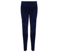 Womens Velour Velvet Crushed Leggings Ladies Elasticated Waist Full Length Stretch Trouser Royal Blue