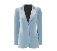 Womens Velvet Blazer Slim Fit Suit Jacket Velour Jacket Slim-fit Solid Color Blazer Wedding Prom Warm Women Blazer Sky Blue