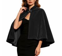 Women'S Velvet Cape Coat Halloween Shawl Stand Collar Cloak Free Size