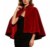 Women'S Velvet Cape Coat Halloween Shawl Stand Collar Cloak Free Size