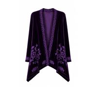 Womens Velvet Kimono Cardigan Boho Embroidered Jacket for Women, Open Front Duster Cardigan, Flowy Casual Hippie Jacket