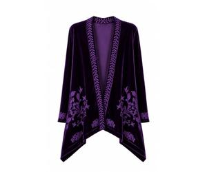Womens Velvet Kimono Cardigan Boho Embroidered Jacket for Women, Open Front Duster Cardigan, Flowy Casual Hippie Jacket