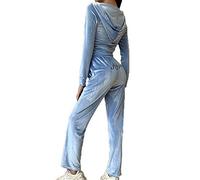Women's Velvet Tracksuit Fashion Angel Embroidered Zip Hoodie + Long Pants Two Piece Set