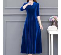 Women's Velvet V-Neck Long Sleeve Evening Dress for Slim Fit Bodycon Party Maxi Gown M-2XL