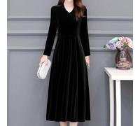 Women's Velvet V-Neck Long Sleeve Evening Dress for Slim Fit Bodycon Party Maxi Gown M-2XL