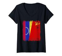 Womens Venezuela Soviet Union Flag Venezuelan CCCP Heritage V-Neck T-Shirt