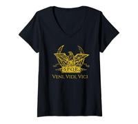 Women's Veni Vidi Vici - Julius Caesar Latin Quote - Ancient Rome V-Neck T-Shirt
