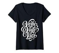 Women's Veni Vidi Vici Winning Phrase for Everyday Victories V-Neck T-Shirt
