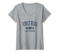 Womens Venice Beach California CA Vintage Athletic Sports Design V-Neck T-Shirt