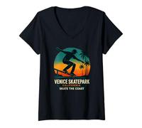 Womens Venice Skatepark California Skate The Coast STC01 V-Neck T-Shirt