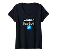 Womens Verified Sex God - Sexy Gifts for Men and Women V-Neck T-Shirt