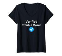 Womens Verified Trouble Maker - Sexy Gifts for Men and Women V-Neck T-Shirt