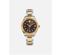 Versace Women's Analogue Swiss Quartz Watch with Two Tone Rose Gold Bracelet and Brown Dial Hellenyium V12040015