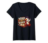 Women's Verse Vibes Duck Writer Art V-Neck T-Shirt