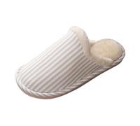 Womens Vertical Stripes Slippers, Womens Striped Round Toe Slippers, Cozy Fleece Sliders Casual Fluffy Home Shoes Minimalist Versatile Mute Antiskid Shoes Lightweight And Soft Sliders