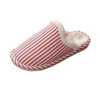 Womens Vertical Stripes Slippers, Womens Striped Round Toe Slippers, Cozy Fleece Sliders Casual Fluffy Home Shoes Minimalist Versatile Mute Antiskid Shoes Lightweight And Soft Sliders