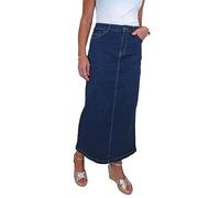 Women's Very Stretchy Denim Maxi Skirt Ladies Casual Straight Long Jeans Skirt Soft Wash Indigo Blue 10-22 (10)