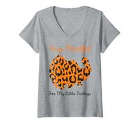 Womens Very Thankful for My Little Turkeys FunThanksgiving Turkey V-Neck T-Shirt