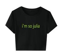 Womens Vest Sleeveless Summer Tank Tops Crewneck Casual Loose Tshirt Cropped Basic I'm so Julia Blouses Going Out Lightweight Camisole Black