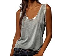 Womens Vest Tee Top UK Clearance Summer Tshirt Tops Sale Women's Casual Solid U-Neck SleeveLess Blouse Loose Vest Camisole Ladies Tunic Sleeveless Shirts Casual Basic Tank Tops