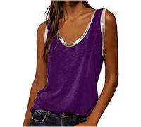 Womens Vest Tee Top UK Clearance Summer Tshirt Tops Sale Women's Casual Solid U-Neck SleeveLess Blouse Loose Vest Camisole Ladies Tunic Sleeveless Shirts Casual Basic Tank Tops
