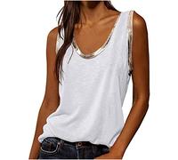 Womens Vest Tee Top UK Clearance Summer Tshirt Tops Sale Women's Casual Solid U-Neck SleeveLess Blouse Loose Vest Camisole Ladies Tunic Sleeveless Shirts Casual Basic Tank Tops