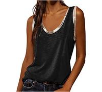 Womens Vest Tee Top UK Summer Tshirt Tops Women's Casual Solid U-Neck SleeveLess Blouse Loose Vest Camisole Ladies Tunic Sleeveless Shirts Casual Basic Tank Tops