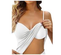 Women's Vest Top with Built in Padded Bra UK Adjustable Strap V Neck 2 in 1 Camisole Ladies Yoga Pilates Gym Activewear Girls Basic Stretch Tank Tops Summer Casual Loose Fit Sleeping Undershirt XS-5XL