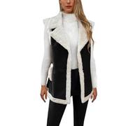 Womens Vest Tops Fleece Gilet Faux Suede Jackets Coats Sleeveless Waistcoat Lapel Button Outerwear Body Warmer Thermal Gilets Thick Cowgirl Coat Fashion Jacket Comfort Casual Streetwear