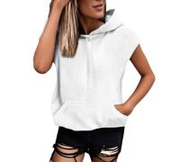 Womens Vest Tops Ladies Tank Top Hooded Vest Tops Women UK With Pocket Casual Sleeveless Gym Fashion Solid Color Drawstring Hoodies Blouse Summer Loose Sleeveless Shirts for Women Ladies Summer