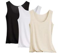 Womens Vest Tops Multi Pack Ice Silk Tank Top 3 Pack Seamless Sleeveless | Vest Breathable Lightweight Undershirts Slim Fit Camisole Top Summer Basic Cami Tops for Yoga Pilates Sports