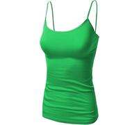 Womens Vest Tops UK Sleeveless Basic Plain Camisole Strappy Vest Top for Ladies Girl Jade Green 12/14
