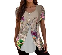 Womens Vest, Women's 2023 Summer Collared V Neck Chiffon Blouse Business Tunic Petal Short Sleeve Shirt Dressy Work Tops Shirts Cami Tops for Women Blouse Khaki
