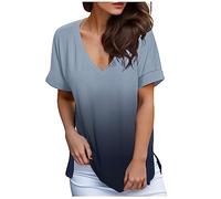 Women's Vests Fashion Summer V-Neck Short Sleeve Solid Casual T-Shirt Blouse Oversize Loose Tunic UK Size Elegant Twisted Sweatshirt for Ladies Lace Tank Tops for Women UK Tshirts (Grey, M)