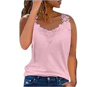 Womens Vests Floral Lace V-Neck Sleeveless Tank Tops Summer Casual Slim Fitted Patchwork Base Layer Cami Shirt Plain Undershirt Blouses Camisole for Ladies UK My Order Orders