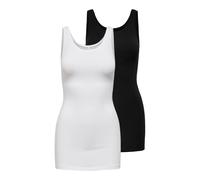 ONLY Women's Onllive Love New Long Tank Top 2pk Noos Vest, Multicoloured (Black Pack:black and White), S UK