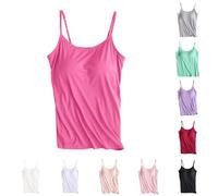 Women's Vests Spaghetti Straps Sleeveless Tops with Integrated Bra Sexy Tight Blouse Summer Tank Top with Adjustable Spaghetti Straps Plain Tops Tank Top Vest Blouse Tops, pink, M