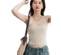 Women's Vests Women Tanks U-Neck Slim Fit Camisole Vest Short Top Basic Underwear Spring Summer(Apricot,M)
