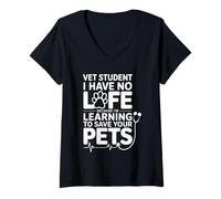 Womens Vet Student Learning to Save Pets No Life Left - V-Neck T-Shirt