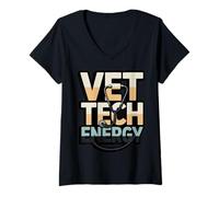 Women's Vet Tech Energy Veterinary Technician Humor V-Neck T-Shirt